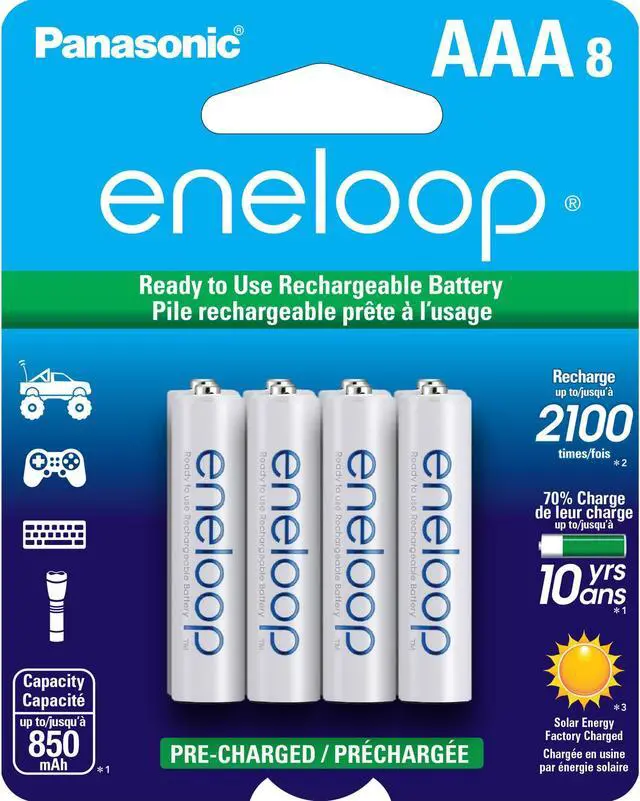 Alt view image 8 of 8 - Panasonic BK-4MCCA8BA eneloop AAA 2100 Cycle Ni-MH Pre-Charged Rechargeable Batteries, 8 Pack