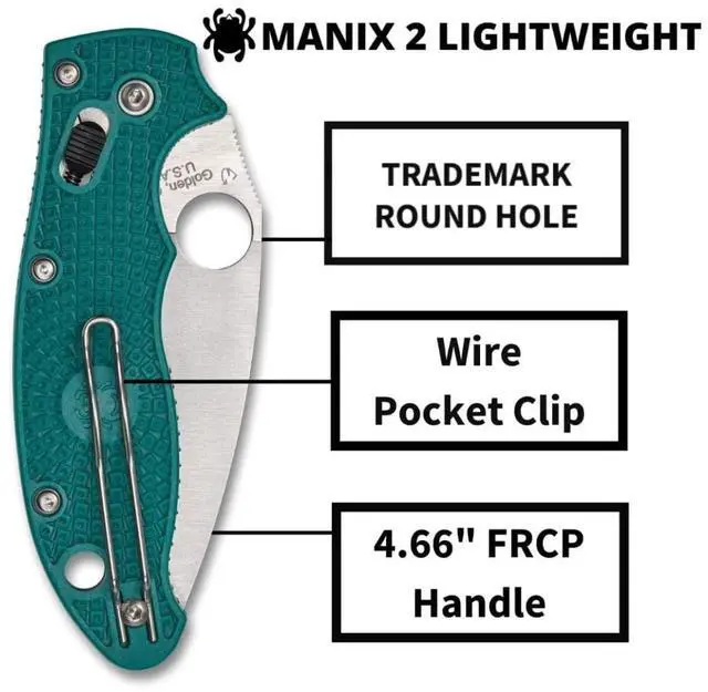Alt view image 5 of 7 - Spyderco Manix 2 3.37-Inch CPM SPY27 Steel Blade PlainEdge Foldable Knife with FRCP Handle (Blue)