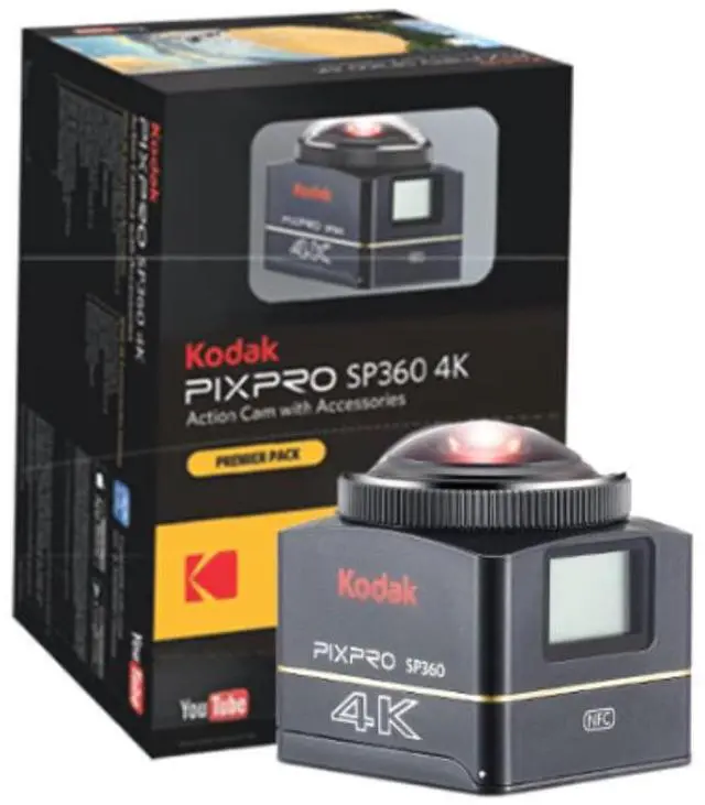 Alt view image 12 of 17 - Kodak PIXPRO SP360 360 Degree VR 4K Action Camera Premier Pack #SP360 4K-BK3