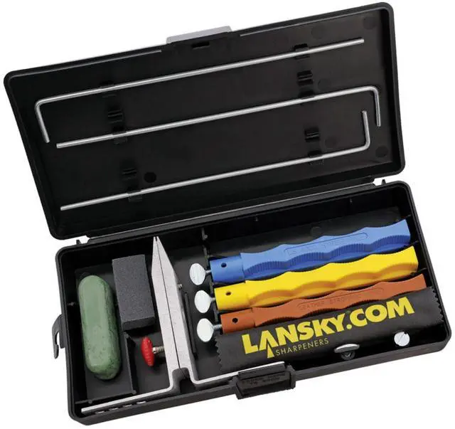 Main image of Lansky Finishing 3-Stone Controlled-Angle Precision Knife Sharpening Kit with Polishing Compound and Small Eraser Block