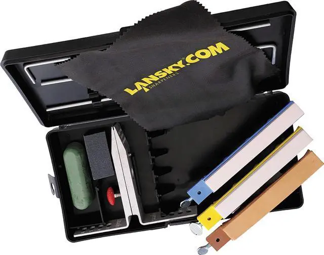Alt view image 4 of 4 - Lansky Finishing 3-Stone Controlled-Angle Precision Knife Sharpening Kit with Polishing Compound and Small Eraser Block