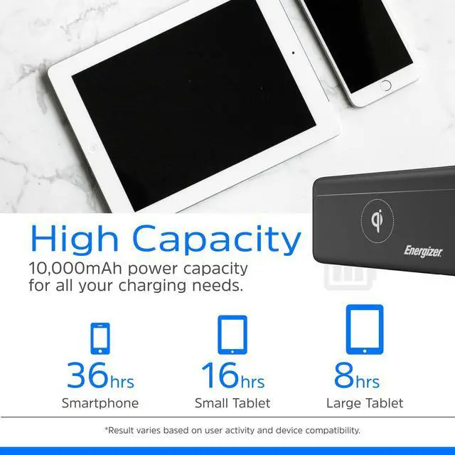 Alt view image 7 of 13 - Energizer QE10011PQ Wireless 10,000mAh Power Bank