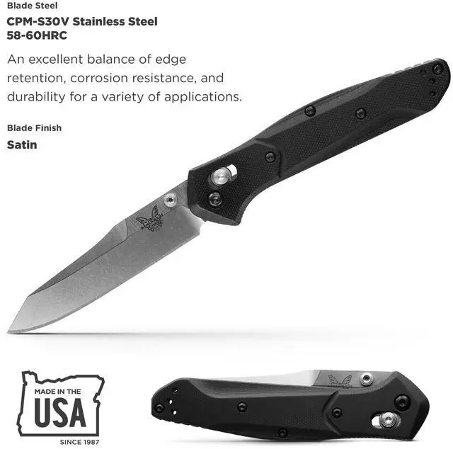 Alt view image 5 of 8 - Benchmade Knife 940-2 Black G10 Handle