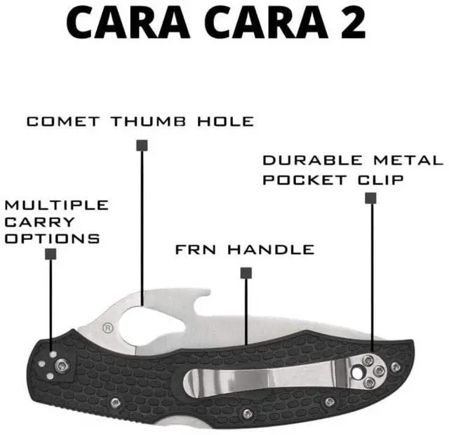 Alt view image 4 of 7 - Spyderco Cara Cara 2 CombinationEdge Folding Knife with Emerson Opener, FRN Handle, and Full-Flat 8Cr13MoV Steel Blade (Black)