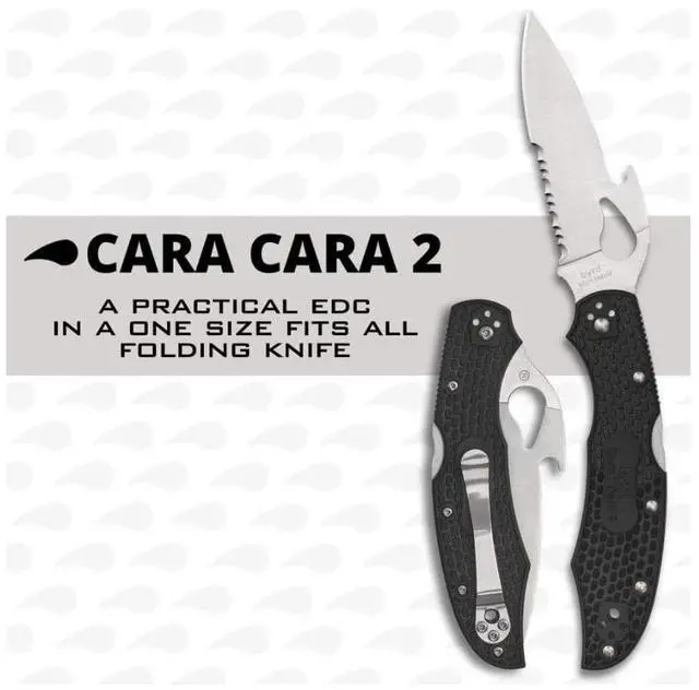 Alt view image 5 of 7 - Spyderco Cara Cara 2 CombinationEdge Folding Knife with Emerson Opener, FRN Handle, and Full-Flat 8Cr13MoV Steel Blade (Black)