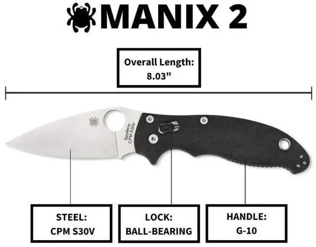 Alt view image 7 of 11 - Spyderco Manix 2 Knife C101GP2
