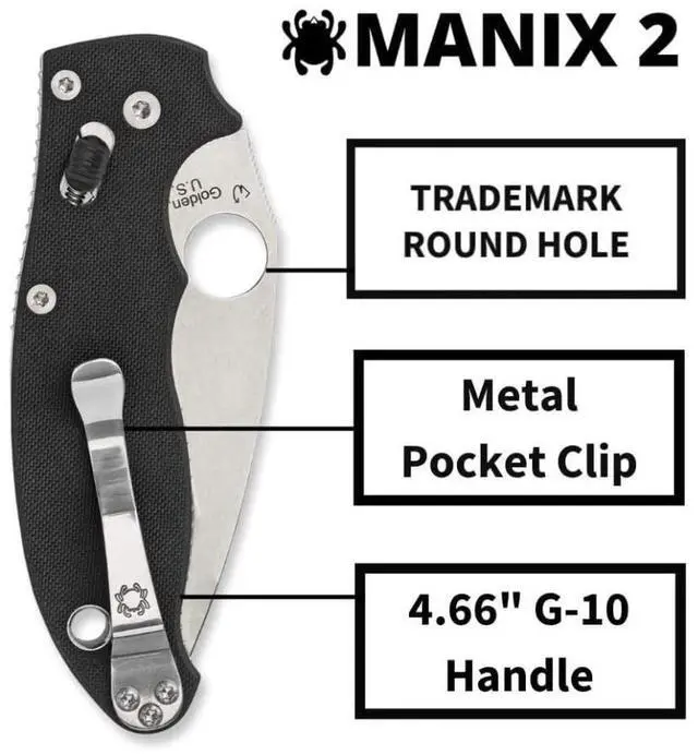 Alt view image 9 of 11 - Spyderco Manix 2 Knife C101GP2
