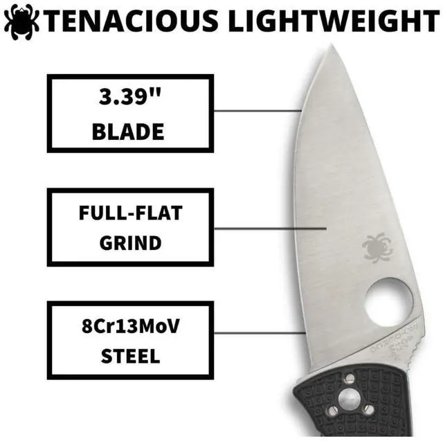Alt view image 9 of 13 - SPYDERCO C122PBK SPYDERCO TENACIOUS LIGHTWEIGHT 3.4 IN PLAIN BLADE FRN HANDLE