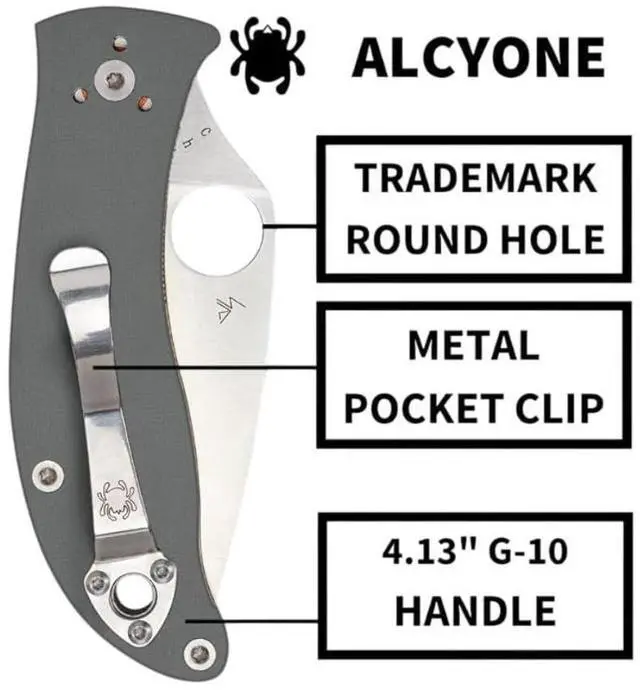 Alt view image 17 of 19 - Spyderco Alcyone Folder 2.91 in Plain Gray G-10 Handle