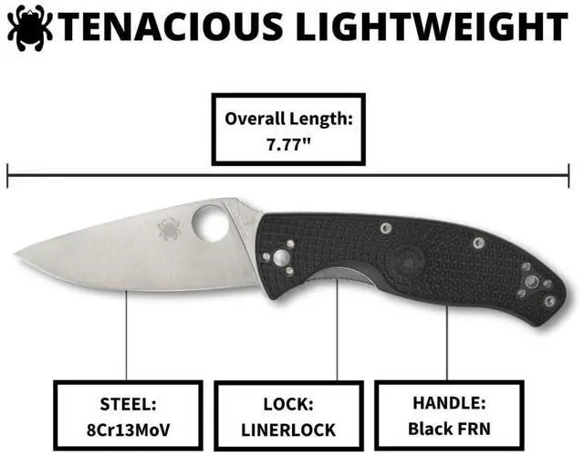 Alt view image 11 of 13 - SPYDERCO C122PBK SPYDERCO TENACIOUS LIGHTWEIGHT 3.4 IN PLAIN BLADE FRN HANDLE