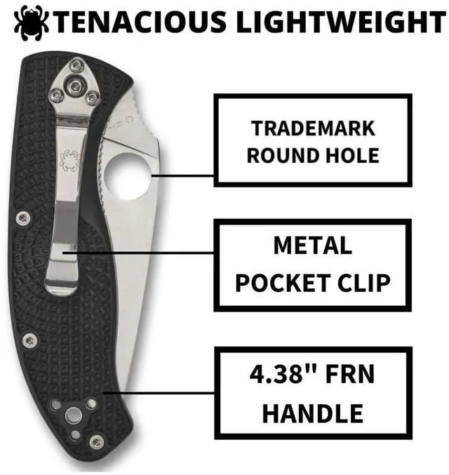 Alt view image 10 of 13 - SPYDERCO C122PBK SPYDERCO TENACIOUS LIGHTWEIGHT 3.4 IN PLAIN BLADE FRN HANDLE