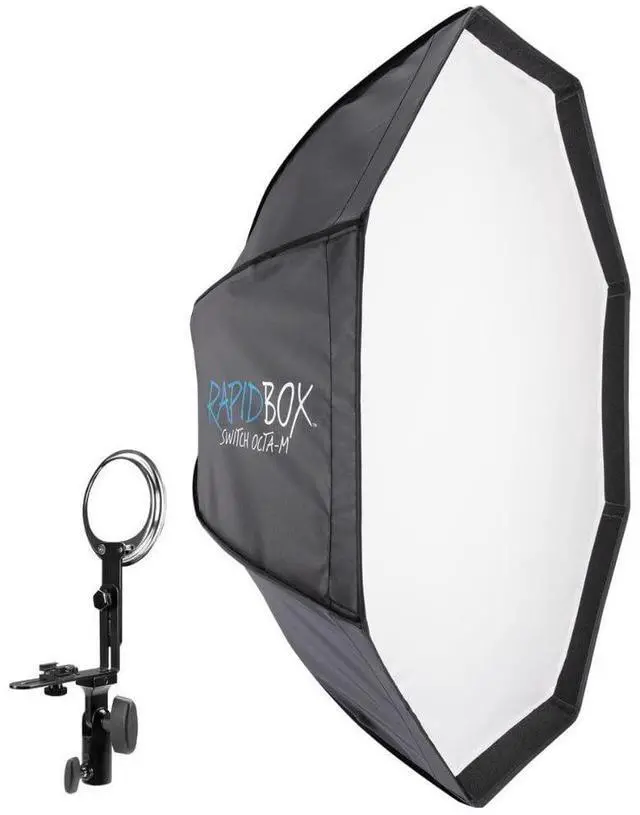 Main image of Westcott Rapid Box Switch Bundle with Octa-M Light Modifier for Round Head Speedlite Insert, Collapsible Design, and Quick-Release Thumb-Lock (Black)