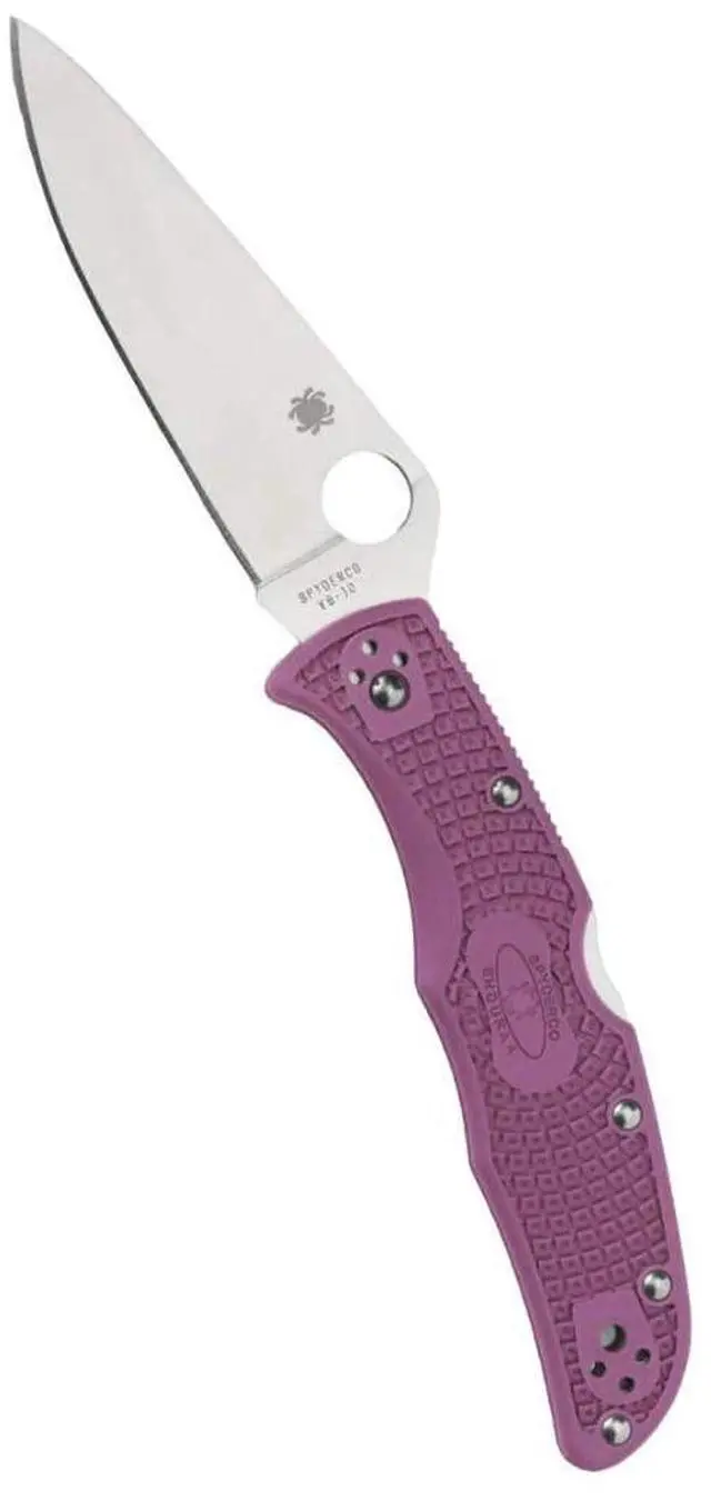 Alt view image 2 of 8 - Spyderco Endura 4 Lightweight Signature Folder Knife with 3.80" VG-10 Steel Blade and Purple FRN Handle - PlainEdge - C10FPPR