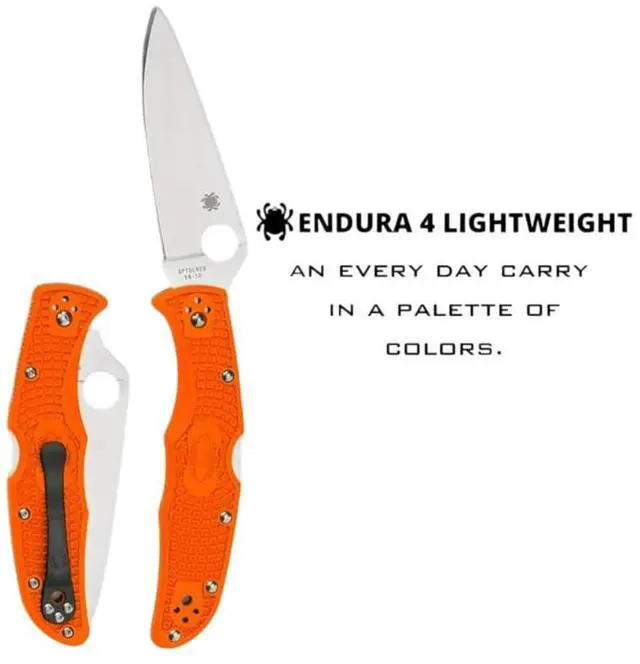 Alt view image 12 of 17 - Spyderco Endura4 Ltwt Orange FRN FG Plainedge Knife