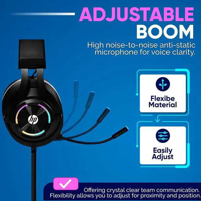 Alt view image 13 of 14 - HP Wired Over Ear Gaming Headset with Noise Cancelling Microphone  with LED Lights for Xbox One Controller, PS4, PC, Laptop, Nintendo Switch (H360)
