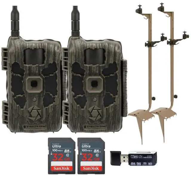 Main image of Stealth Cam 40MP Deceptor Max Cellular Trail Camera with 0.4-Second Trigger Speed (2-Pack) Bundle with Adjustable Mounting Post (2-Pack), Card Reader, and 32GB Memory Card (2-Pack) (6 Items)