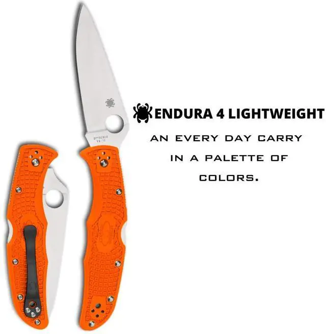 Alt view image 17 of 17 - Spyderco Endura4 Ltwt Orange FRN FG Plainedge Knife