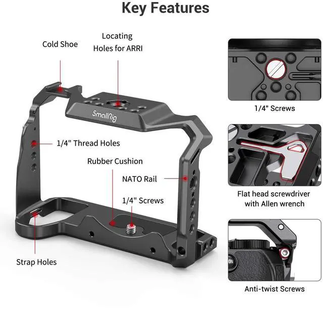 Alt view image 2 of 14 - SmallRig S5 S5D Cage Kit for Panasonic LUMIX S5 S5D Camera, Aluminum Alloy Camera Cage with NATO Rail and Cold Shoe Mount for Microphone and Light 2983