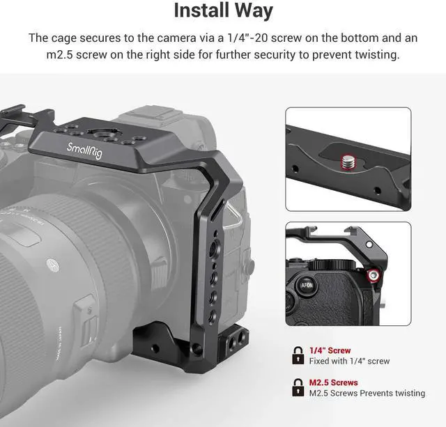 Alt view image 4 of 14 - SmallRig S5 S5D Cage Kit for Panasonic LUMIX S5 S5D Camera, Aluminum Alloy Camera Cage with NATO Rail and Cold Shoe Mount for Microphone and Light 2983