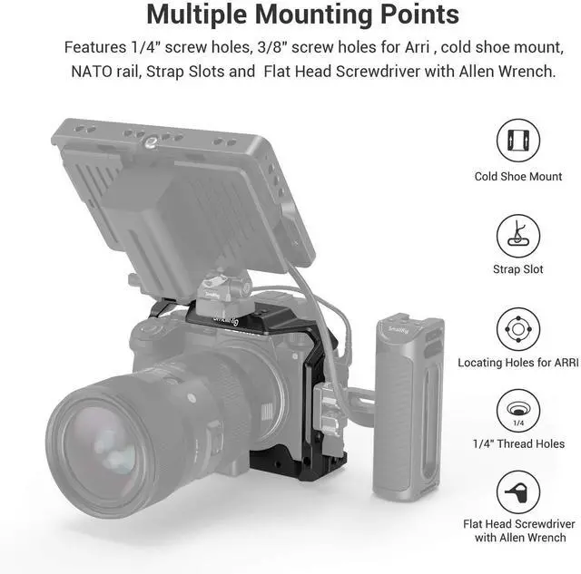 Alt view image 5 of 14 - SmallRig S5 S5D Cage Kit for Panasonic LUMIX S5 S5D Camera, Aluminum Alloy Camera Cage with NATO Rail and Cold Shoe Mount for Microphone and Light 2983