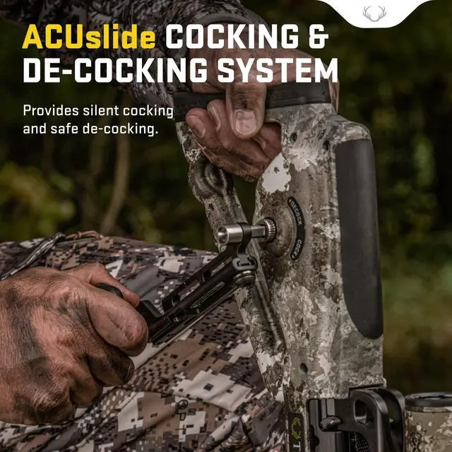 Alt view image 4 of 7 - TenPoint Stealth S1 Trigger 450 FPS Crossbow Package ACUslide Evo-X Elite Camo Scope with Advanced Roller-Sear System (Veil Alpine)
