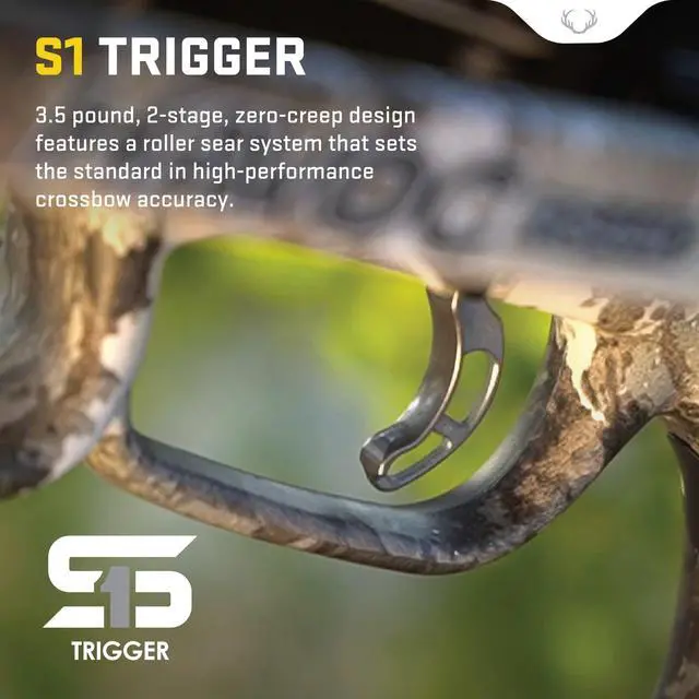 Alt view image 6 of 7 - TenPoint Stealth S1 Trigger 450 FPS Crossbow Package ACUslide Evo-X Elite Camo Scope with Advanced Roller-Sear System (Veil Alpine)
