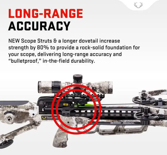 Alt view image 5 of 7 - TenPoint Stealth S1 Trigger 450 FPS Crossbow Package ACUslide Evo-X Elite Camo Scope with Advanced Roller-Sear System (Veil Alpine)