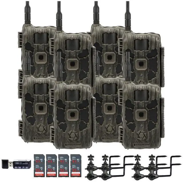 Main image of Stealth Cam 40MP Deceptor Max Cellular Trail Camera (2-Pack) x 4 Bundle with Economy Trail Camera Holder (8-Pack), 4-in-1 Card Reader, and 32GB Memory Card (8-Pack) (21 Items)