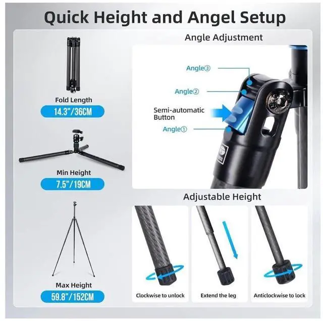 Alt view image 12 of 15 - SIRUI Carbon Fiber Tripod with B-00K Traveler X-I Max Load 22lbs AT-125+B-00K a