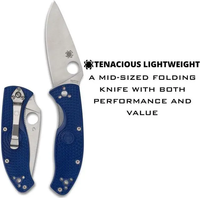 Alt view image 5 of 7 - Spyderco Tenacious Lightweight Folding Utility Pocket Knife with 3.39-Inch CPM S35VN Steel Blade and Blue FRN Handle (PlainEdge)