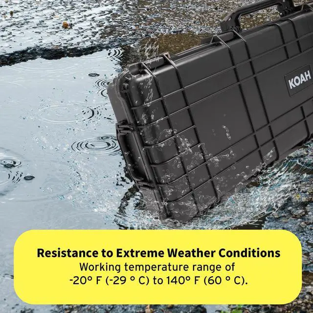 Alt view image 6 of 7 - Koah 44" Inch Weatherproof Protective Roller Rifle Hard Case with Customizable Foam, Pressure Valve, and Lock Fittings (Black)