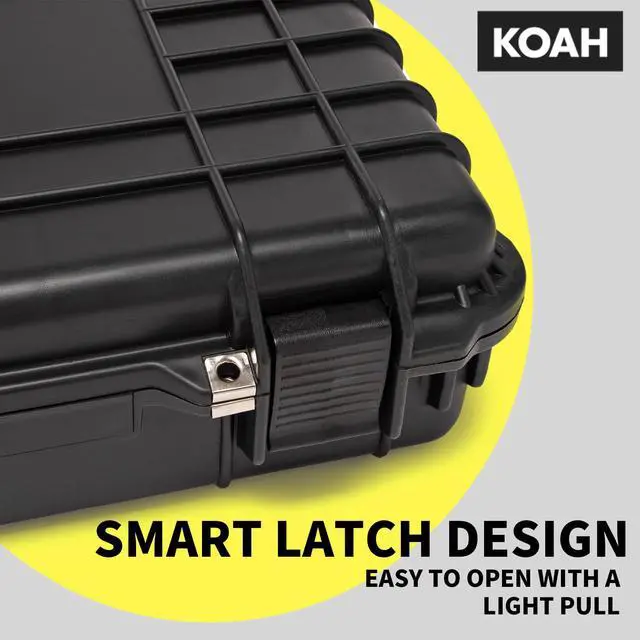 Alt view image 5 of 7 - Koah 44" Inch Weatherproof Protective Roller Rifle Hard Case with Customizable Foam, Pressure Valve, and Lock Fittings (Black)