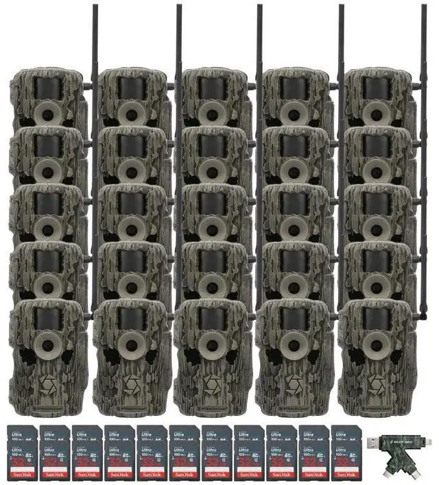 Main image of Stealth Cam 36MP Fusion Max Cellular Trail Camera with 80-Feet Detection Range (2-Pack) x 10 Bundle with 4-In-1 Card Reader and 32GB Ultra SDHC UHS-I Memory Card (20-Pack) (31 Items)