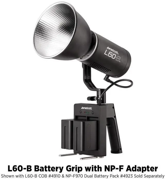 Alt view image 6 of 7 - Westcott L60-B Battery Grip with NP-F Adapter Bundle with Westcott L60-B Bi-Color LED Video Light (60W) (2 Items)