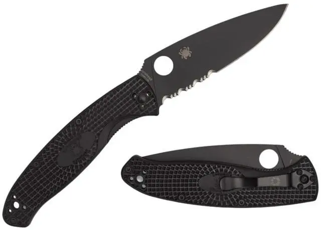 Alt view image 5 of 7 - Spyderco Resilience Lightweight Oxide-Coated 8Cr13MoV Large Blade 9.4-Inch Foldable Knife with Black Coated Liners and LinerLock (Black)