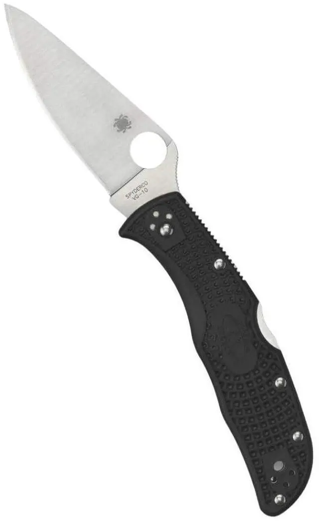 Main image of Spyderco Endela Lightweight Folding Knife with VG-10 Stainless Steel PlainEdge Blade and Durable Black FRN Handle