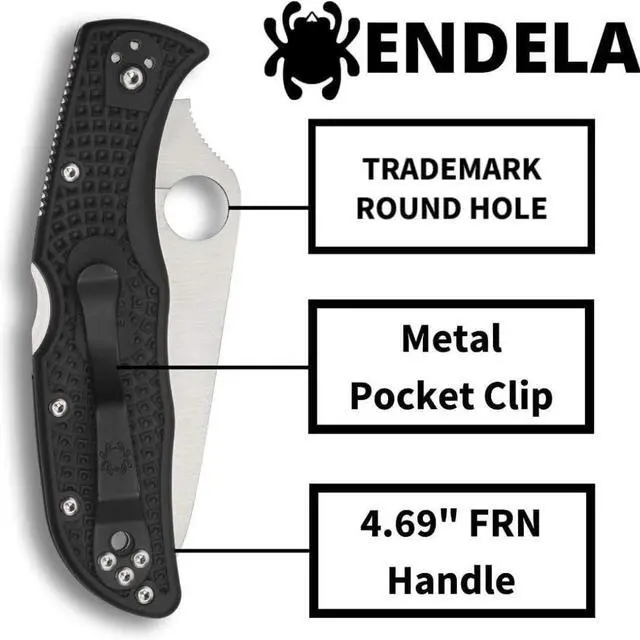 Alt view image 4 of 7 - Spyderco Endela Lightweight Folding Knife with VG-10 Stainless Steel PlainEdge Blade and Durable Black FRN Handle