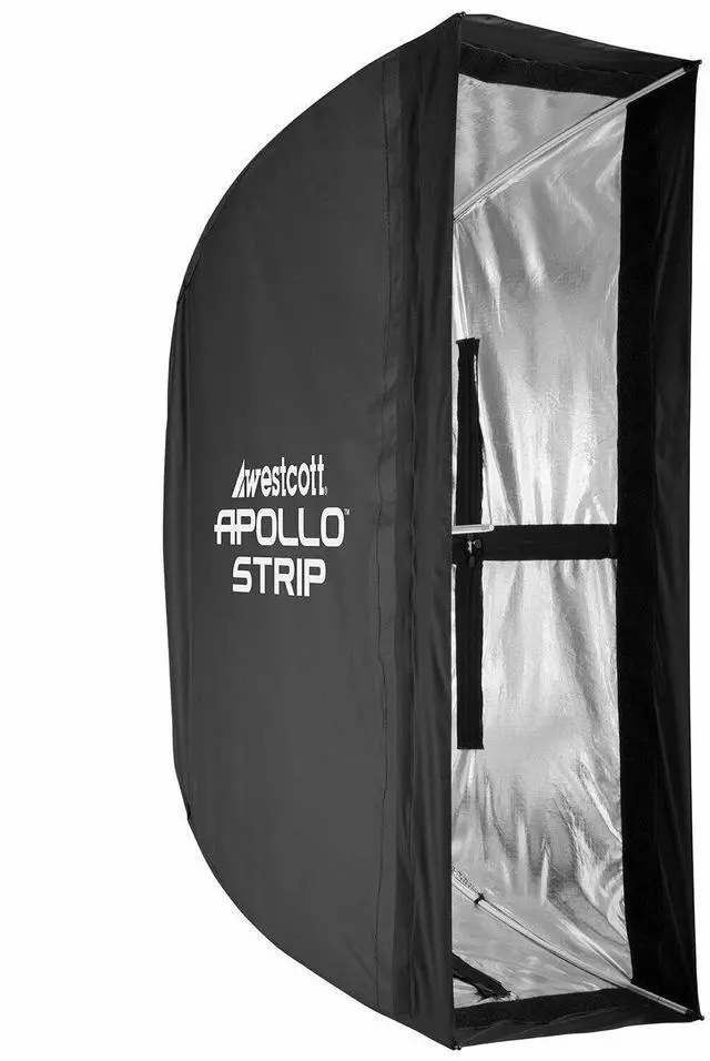 Alt view image 8 of 12 - westcott apollo strip (12? x 36?) quick open softbox with free egg crate grid - speedlight, monolight, flash, or continuous light modifier