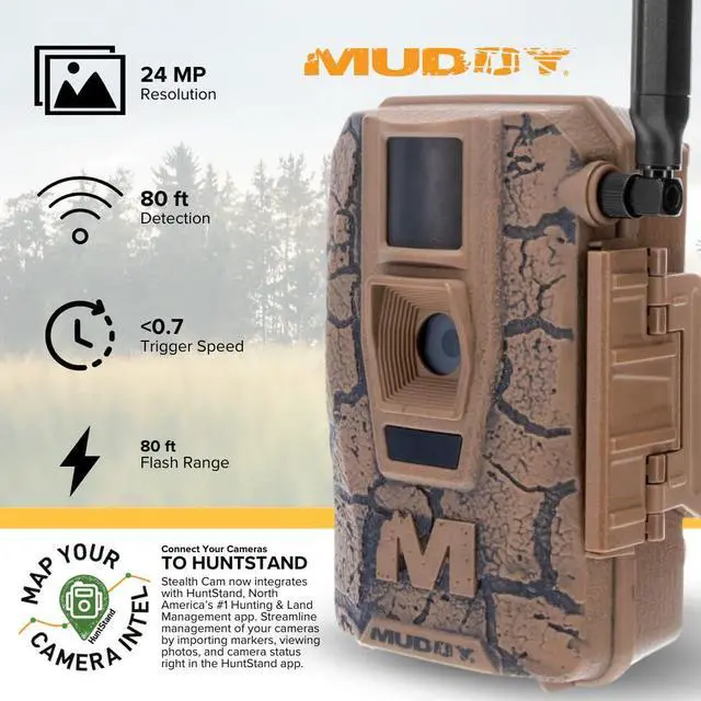 Alt view image 2 of 7 - Muddy Mitigator Cellular 24MP Imaging Trail Camera Bundle with 5000mAh Lithium-Ion Solar Battery, 32GB Memory Card, and Card Reader (4 Items)