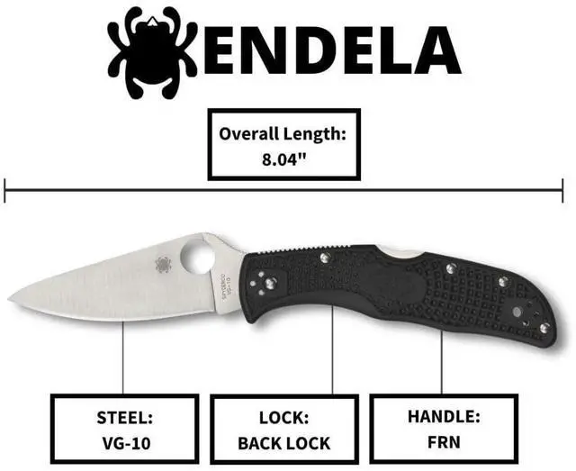 Alt view image 5 of 7 - Spyderco Endela Lightweight Folding Knife with VG-10 Stainless Steel PlainEdge Blade and Durable Black FRN Handle