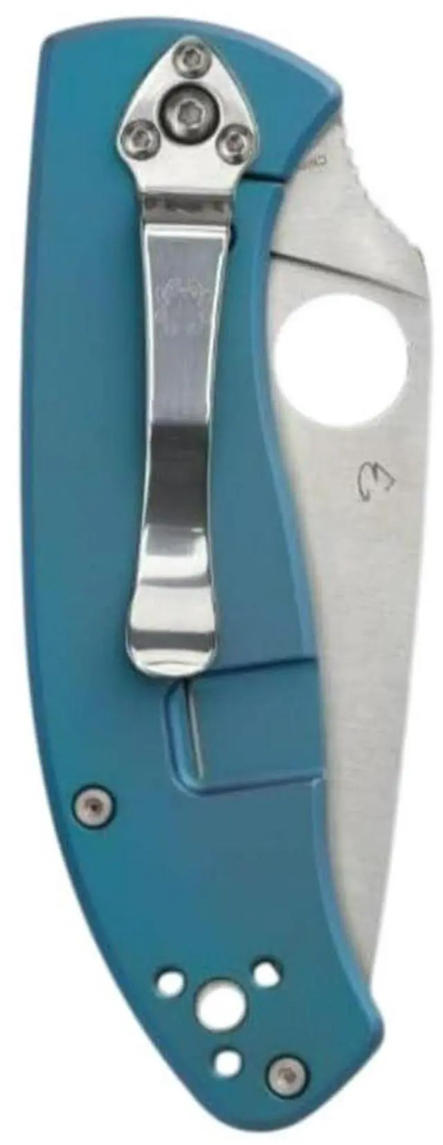 Alt view image 2 of 7 - Spyderco Tenacious PlainEdge Folding Pocket Knife with 3.35-Inch 8Cr13MoV Blade, Reeve Integral Lock, and Blue Titanium Handle