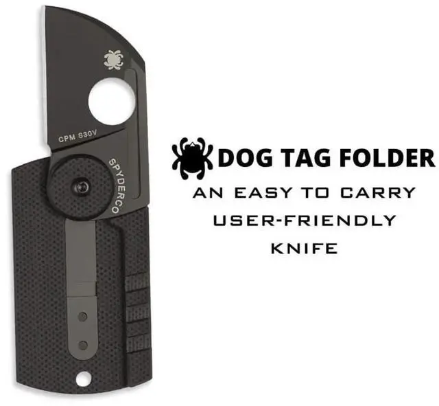 Alt view image 3 of 7 - Spyderco Dog Tag Non-Locking Folding Knife with 1.23-Inch CPM S30V Steel Blade and Carbon Fiber Handle (Black)
