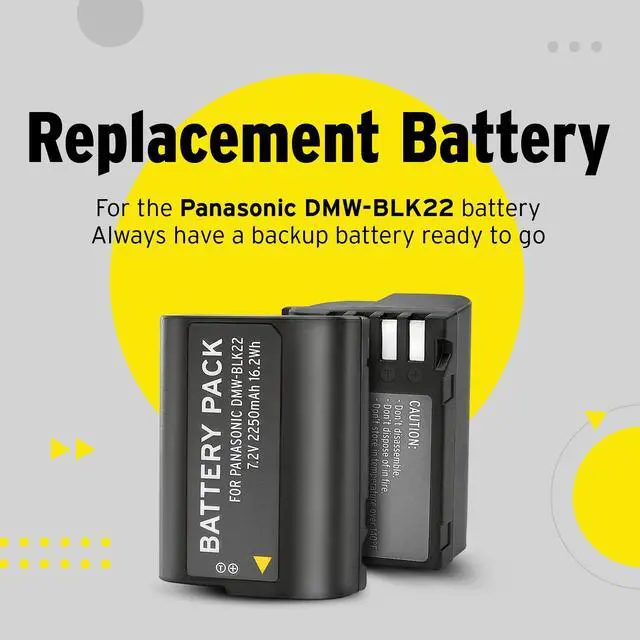 Alt view image 4 of 7 - Koah Pro Battery for Panasonic Camera DMW-BLK22 Compatible with Panasonic Lumix DC-S5 and Panasonic Lumix GH5 II (7.2V, 2250mAh)