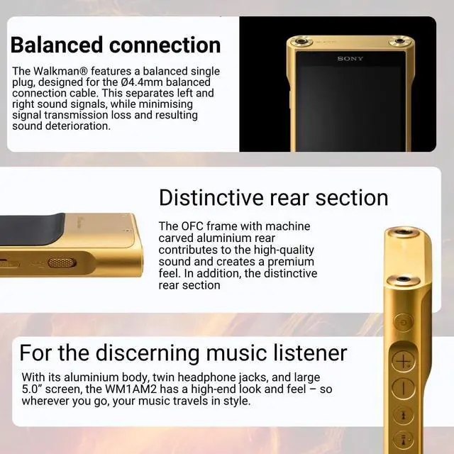Alt view image 3 of 6 - Sony NW-WM1ZM2 Signature Series Walkman Bundle with Sony MDR-Z1R Signature Series Premium Hi-Res Enfolding Headphones with Leather Headband (Black) (2 Items)