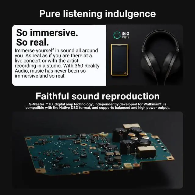 Alt view image 4 of 6 - Sony NW-WM1ZM2 Signature Series Walkman Bundle with Sony MDR-Z1R Signature Series Premium Hi-Res Enfolding Headphones with Leather Headband (Black) (2 Items)