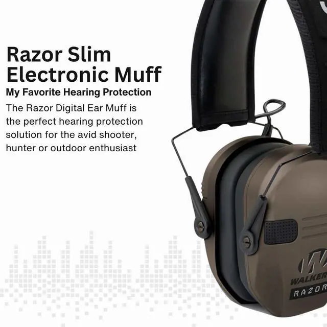 Alt view image 3 of 7 - Walker's Razor Slim Electronic Earmuffs (Flat Dark Earth, 2-Pack) Bundle with 2 x Walkie Talkie Attachment, 2 x Ear Pad (Black), 2 x Glasses (Clear), and 2 x Cleaning Cloth (10 Items)