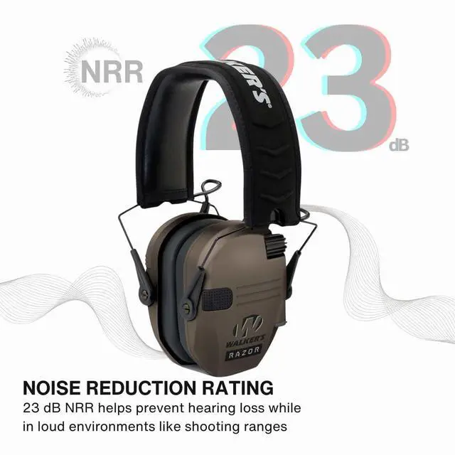 Alt view image 5 of 7 - Walker's Razor Slim Electronic Earmuffs (Flat Dark Earth, 2-Pack) Bundle with 2 x Walkie Talkie Attachment, 2 x Ear Pad (Black), 2 x Glasses (Clear), and 2 x Cleaning Cloth (10 Items)