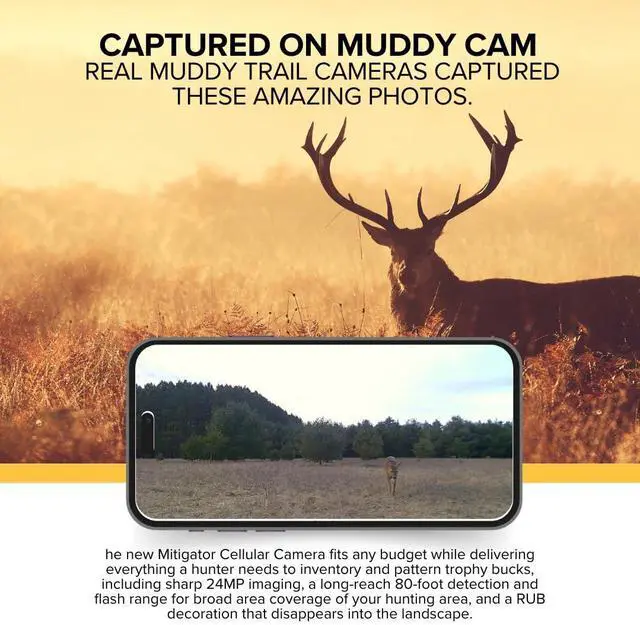 Alt view image 3 of 6 - Muddy Mitigator Cellular 24MP Imaging Trail Camera Bundle with Trail Camera Holder, SDHC UHS-I Memory Card, and High Speed Card Reader (4 Items)