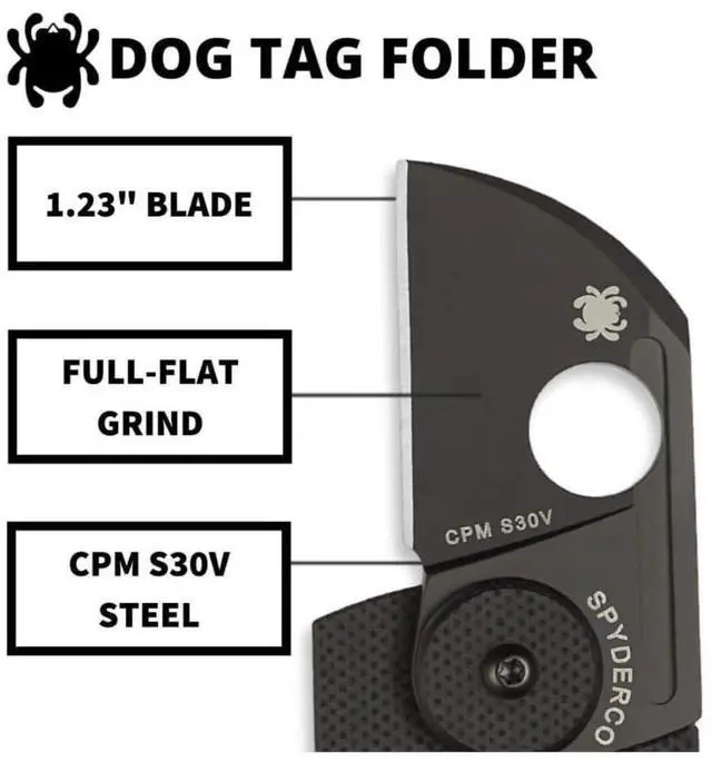 Alt view image 4 of 7 - Spyderco Dog Tag Non-Locking Folding Knife with 1.23-Inch CPM S30V Steel Blade and Carbon Fiber Handle (Black)