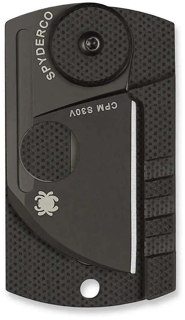 Alt view image 7 of 7 - Spyderco Dog Tag Non-Locking Folding Knife with 1.23-Inch CPM S30V Steel Blade and Carbon Fiber Handle (Black)